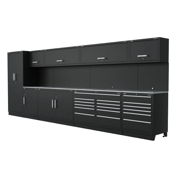 Sealey APMSSTEEL Premier Storage System with Stainless Worktop 5.58m