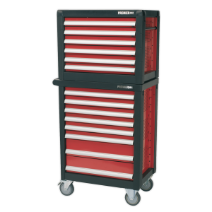 Sealey APTTC02 Premier™ Topchest & Rollcab Combination 14 Drawer with 1233pc Tool Kit Sealey APTTC02 Premier™ Topchest & Rollcab Combination 14 Drawer with 1233pc Tool Kit