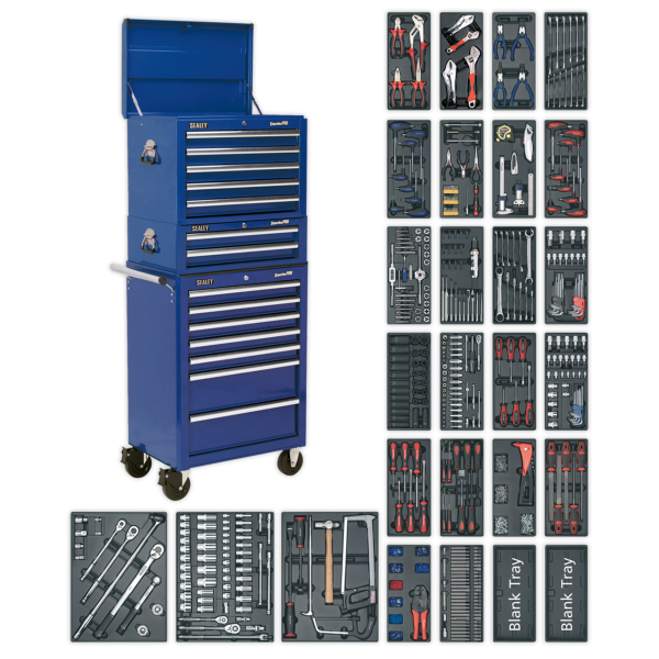 Sealey SPTCCOMBO1 Superline PRO® Tool Chest Combination 14 Drawer with 1179pc Tool Kit – Blue