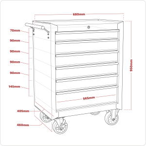 Sealey AP226 American PRO® Rollcab 6 Drawer – Red Sealey AP226 American PRO® Rollcab 6 Drawer – Red