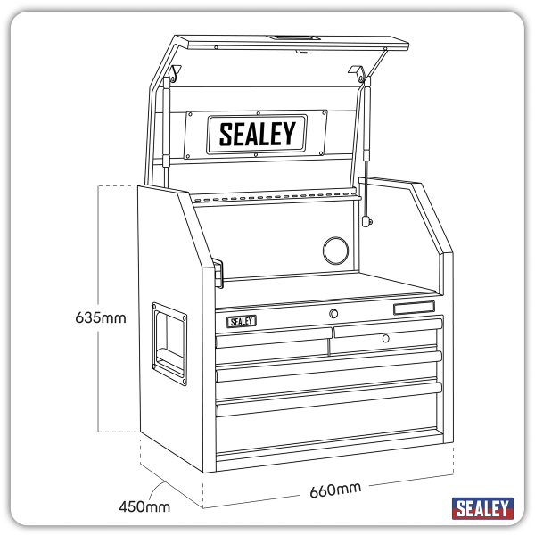 Sealey AP2704BE Superline PRO® Black Edition Topchest with 4 Soft Close Drawers & Power Bar 660mm Sealey AP2704BE Superline PRO® Black Edition Topchest with 4 Soft Close Drawers & Power Bar 660mm