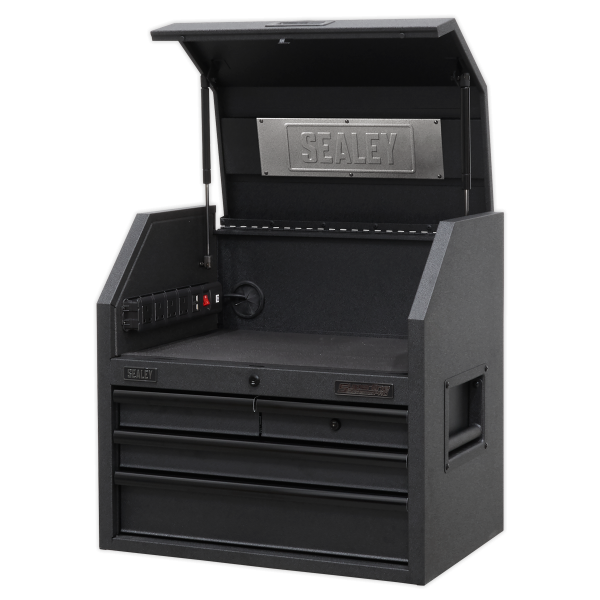 Sealey AP2704BE Superline PRO® Black Edition Topchest with 4 Soft Close Drawers & Power Bar 660mm Sealey AP2704BE Superline PRO® Black Edition Topchest with 4 Soft Close Drawers & Power Bar 660mm