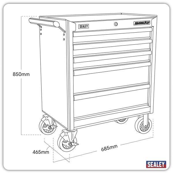 Sealey AP33459 Superline PRO® Rollcab 5 Drawer – Red