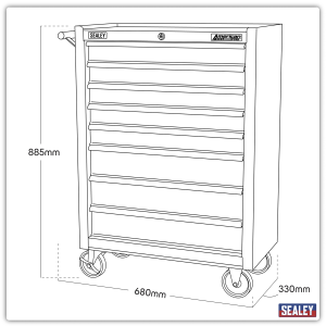 Sealey AP3508TB American PRO® Rollcab 8 Drawer – Black/Grey Sealey AP3508TB American PRO® Rollcab 8 Drawer – Black/Grey