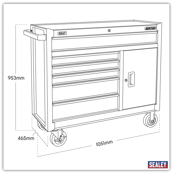 Sealey AP4106B American PRO® Rollcab 6 Drawer – Black Sealey AP4106B American PRO® Rollcab 6 Drawer – Black