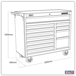 Sealey AP41120B Superline PRO® Heavy-Duty Rollcab 12 Drawer – Black