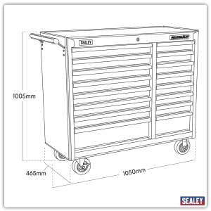 Sealey AP41169B Superline PRO® Heavy-Duty Rollcab 16 Drawer – Black