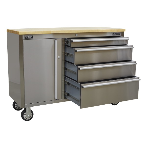Sealey AP4804SS Mobile Stainless Steel Tool Cabinet 4 Drawer