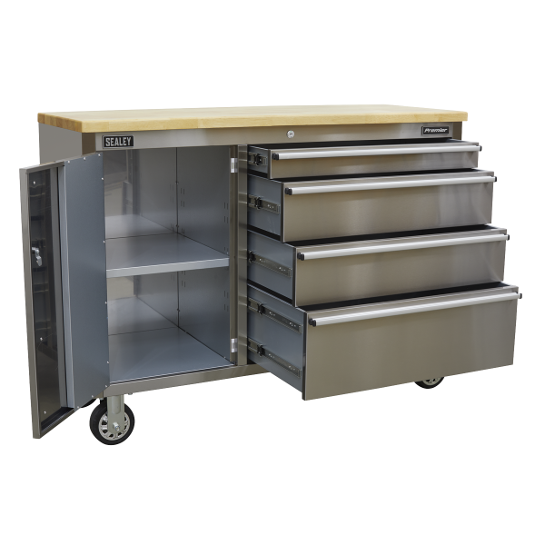 Sealey AP4804SS Mobile Stainless Steel Tool Cabinet 4 Drawer