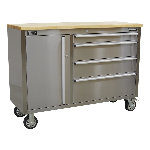 Sealey AP4804SS Mobile Stainless Steel Tool Cabinet 4 Drawer