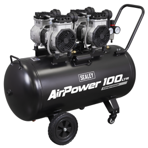 Sealey SAC10001S 100L Oil Free Low Noise Direct Drive Air Compressor 2 x 2hp