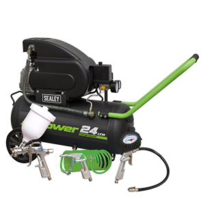 Sealey SAC2420EPK 24L Direct Drive Air Compressor 2hp with 4pc Air Accessory Kit Sealey SAC2420EPK 24L Direct Drive Air Compressor 2hp with 4pc Air Accessory Kit