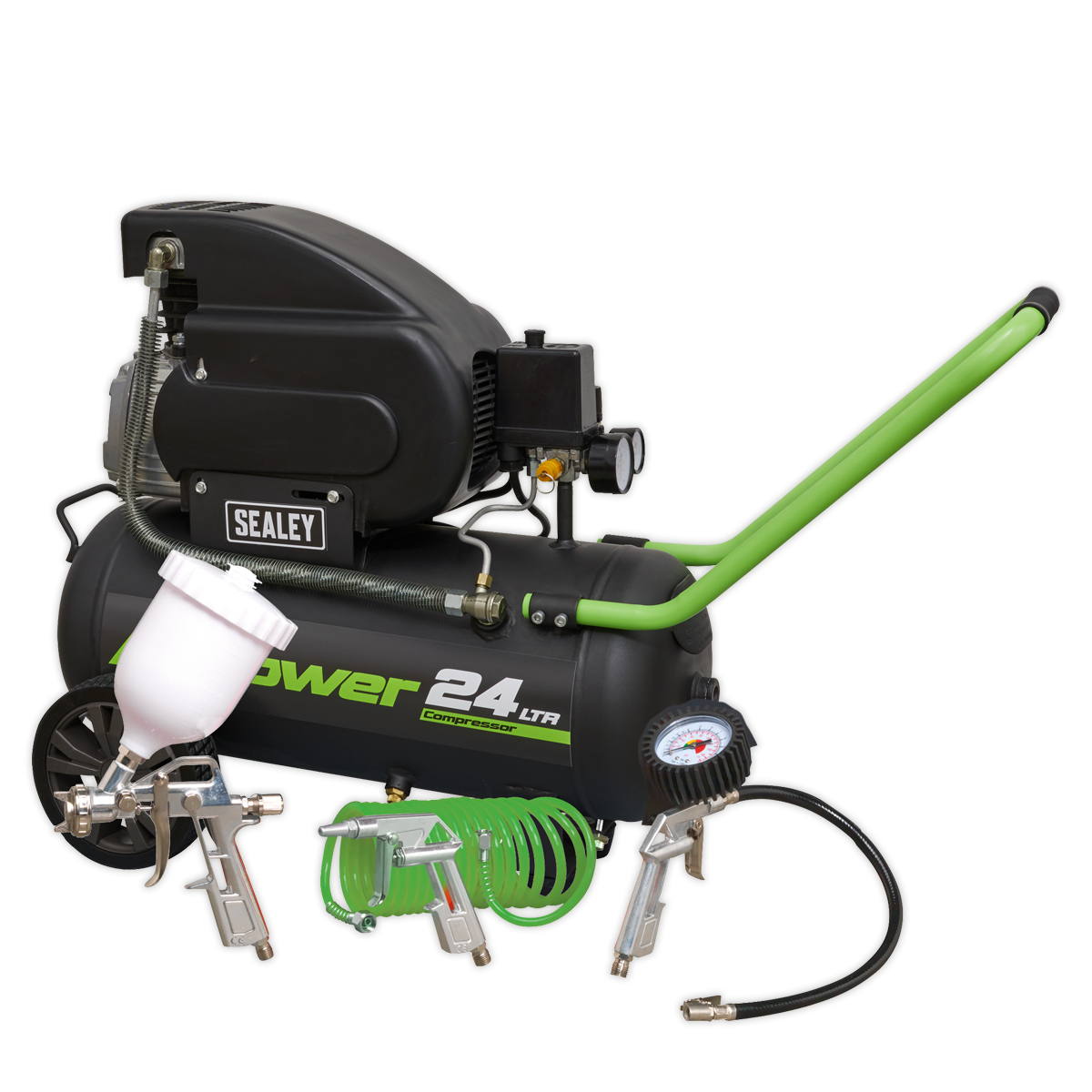 Sealey SAC2420EPK 24L Direct Drive Air Compressor 2hp with 4pc Air Accessory Kit Sealey SAC2420EPK 24L Direct Drive Air Compressor 2hp with 4pc Air Accessory Kit