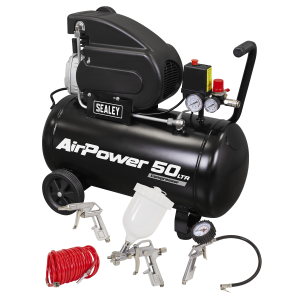 Sealey SAC5020APK 50L Direct Drive Air Compressor 2hp with 4pc Air Accessory Kit Sealey SAC5020APK 50L Direct Drive Air Compressor 2hp with 4pc Air Accessory Kit