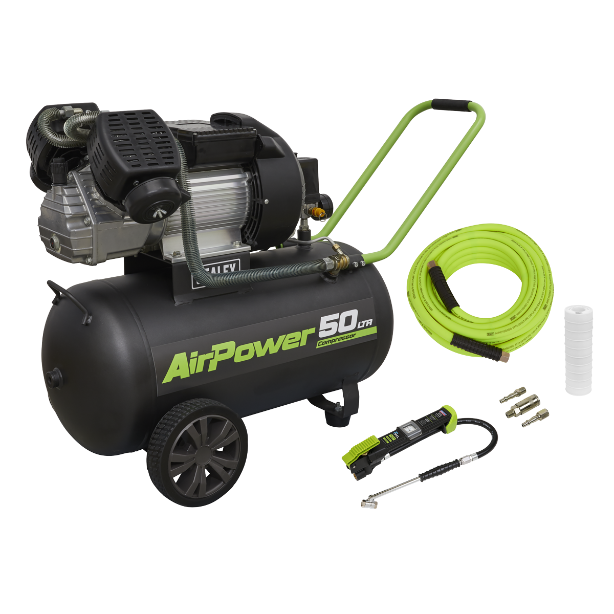 Sealey SAC5030VEKIT 50L V-Twin Direct Drive Air Compressor 3hp with Air Accessory Kit Sealey SAC5030VEKIT 50L V-Twin Direct Drive Air Compressor 3hp with Air Accessory Kit